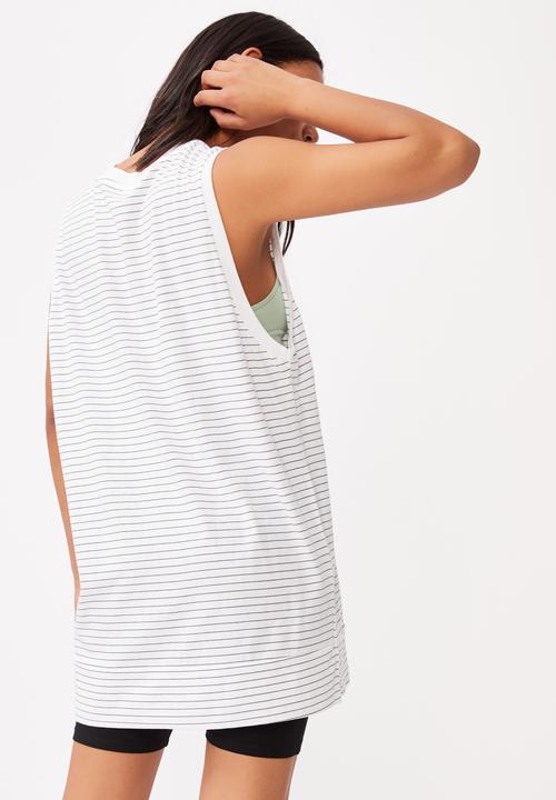 Cotton On - 90s Tank nightie - white & black 