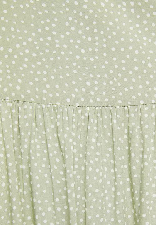 Blake - Printed tiered cami dress - green & white 