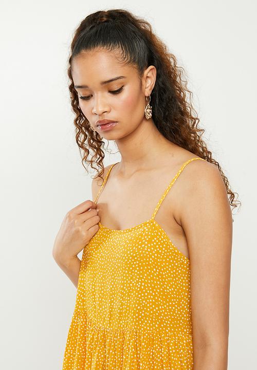 Blake - Printed tiered cami dress - yellow & white 