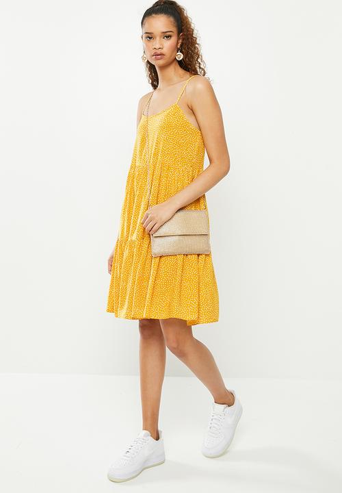 Blake - Printed tiered cami dress - yellow & white 
