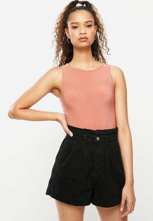 Blake - Knot back fitted bodysuit - dusty coral