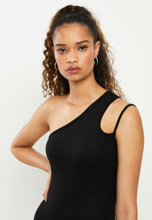 Blake - Asymmetric bodycon mini dress - black