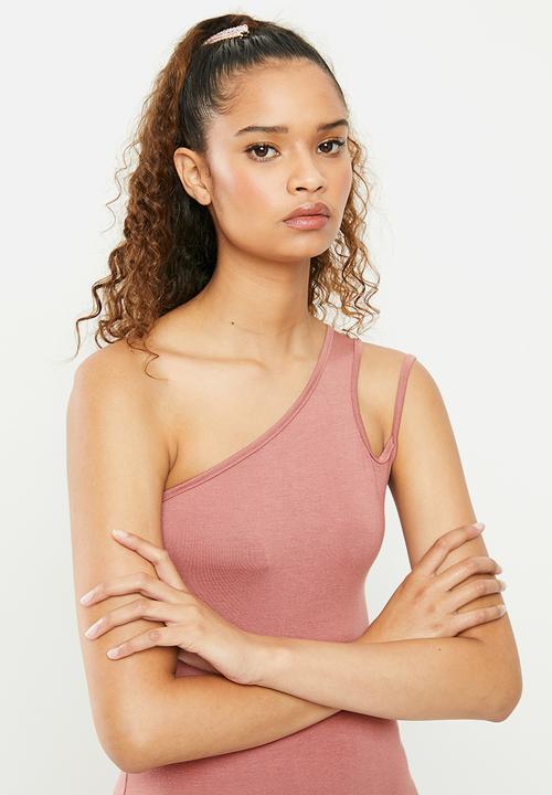 Blake - Asymmetric bodycon mini dress - pink