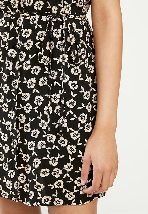 Blake - Button down mini dress - black & white 