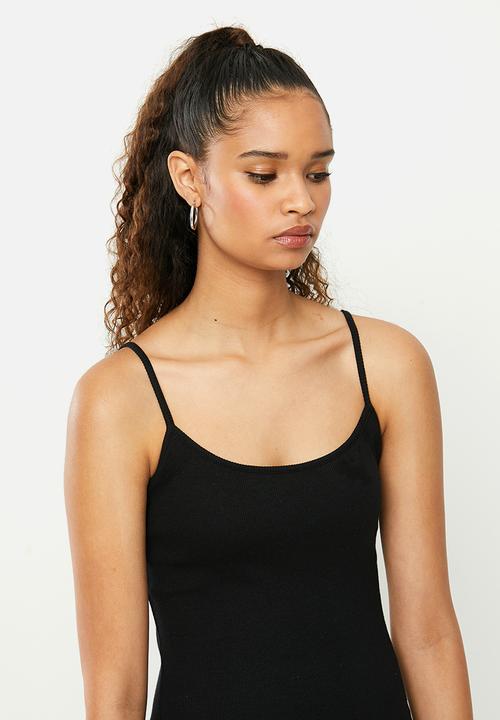 Blake - Rib cami midi dress - black