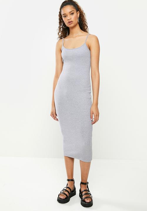 Blake - Rib cami midi dress - grey