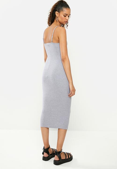 Blake - Rib cami midi dress - grey