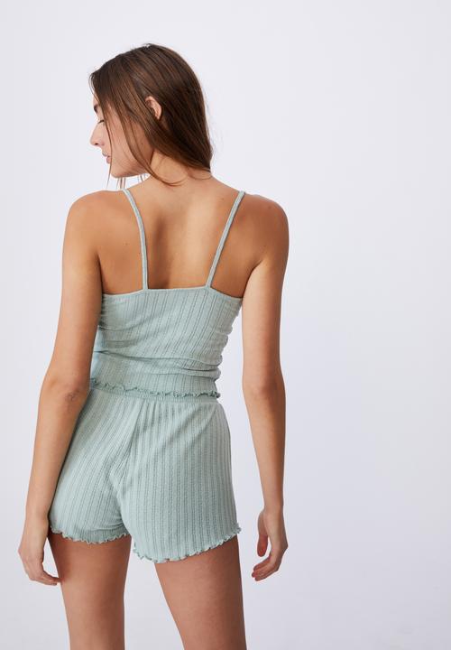 Cotton On - Knit pointelle bed short - mint 