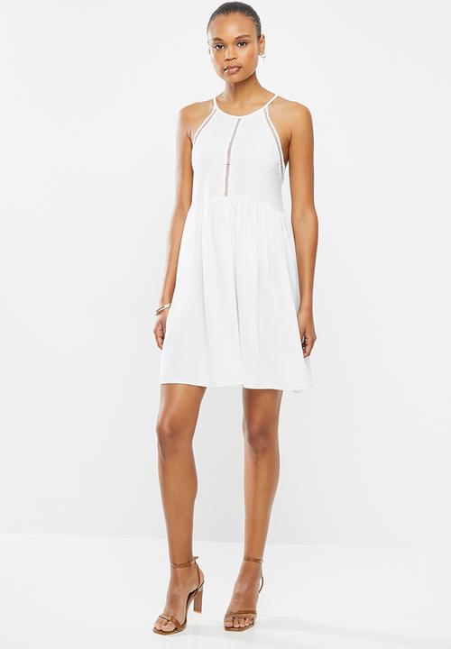 MILLA - Woven halter mini dress with trim - ivory