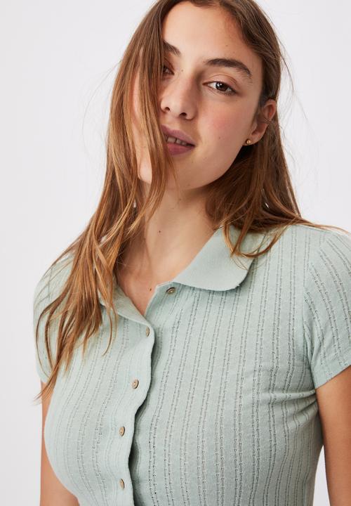 Cotton On - Knit pointelle polo - mint 