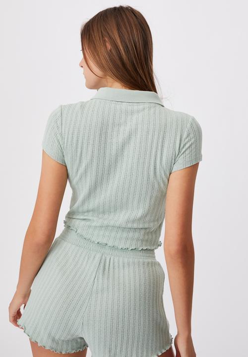 Cotton On - Knit pointelle polo - mint 