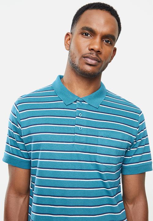JEEP - Yarn dye stripes golfer - blue & white