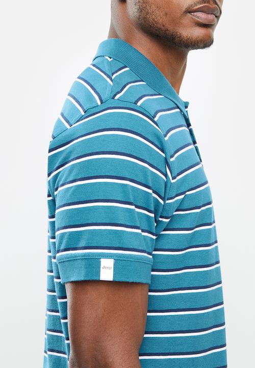 JEEP - Yarn dye stripes golfer - blue & white