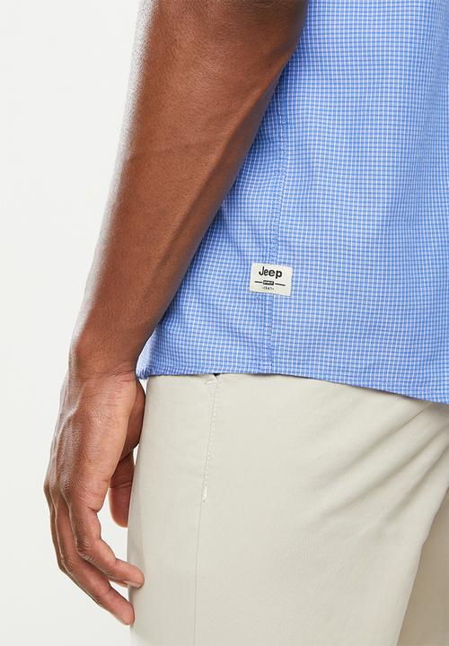 JEEP - Yarn dye check shirt - blue & white