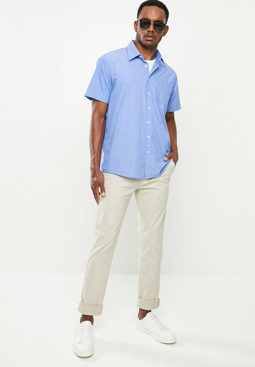 JEEP - Yarn dye check shirt - blue & white