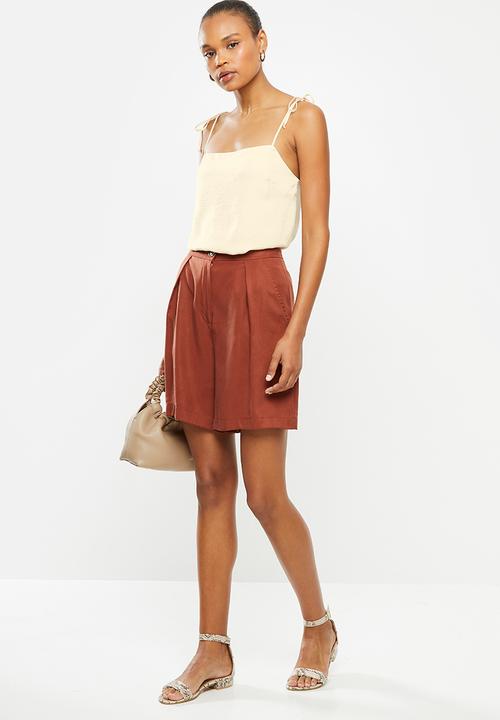 MILLA - Satin cami blouse witth ties - cream