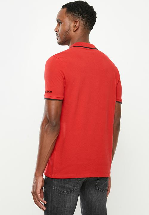 GUESS - Short sleeve guess tipping polo - red