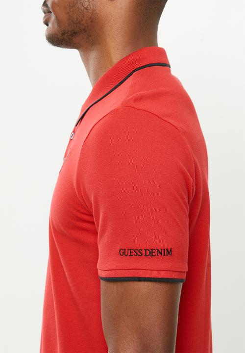 GUESS - Short sleeve guess tipping polo - red