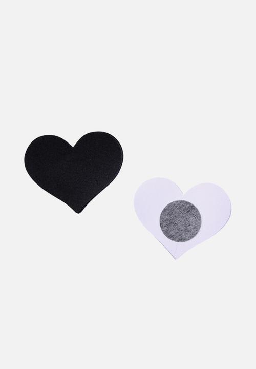 Up-Tape - Jet black heart 5 pair nipple pastie set - black
