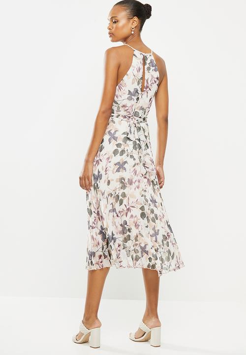 MILLA - Halter pleated midi dress - pink