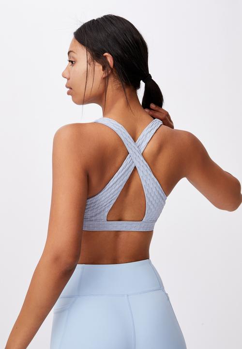 Cotton On - Workout cut out crop - baltic blue texture