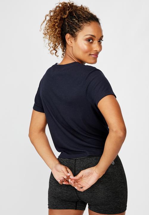 Cotton On - Tie up rib T-shirt - navy