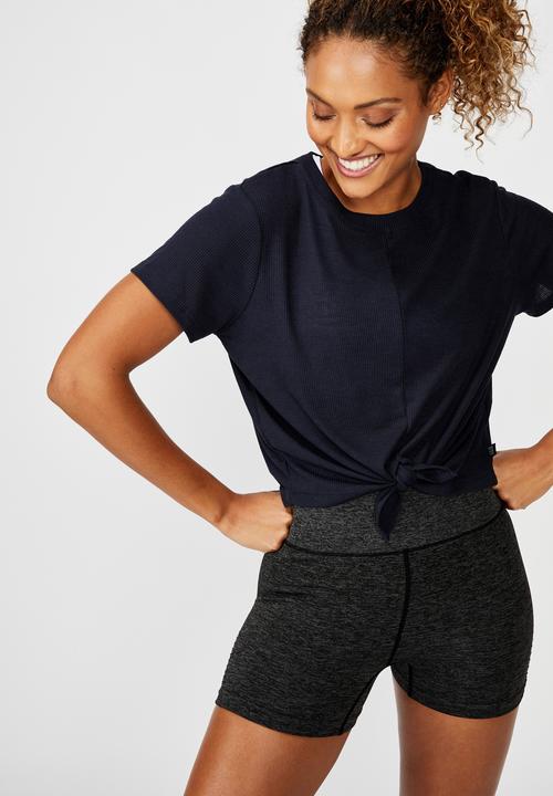 Cotton On - Tie up rib T-shirt - navy
