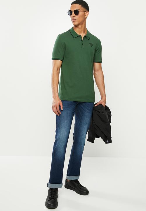 GUESS - Short sleeve Guess tipping polo - green