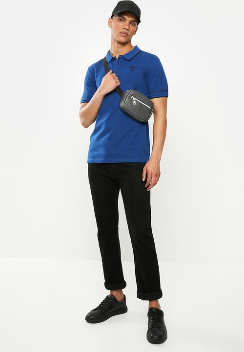 GUESS - Short sleeve Guess tipping polo - blue