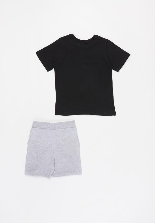 Pop Candy - Basic tee & shorts set - black & grey 