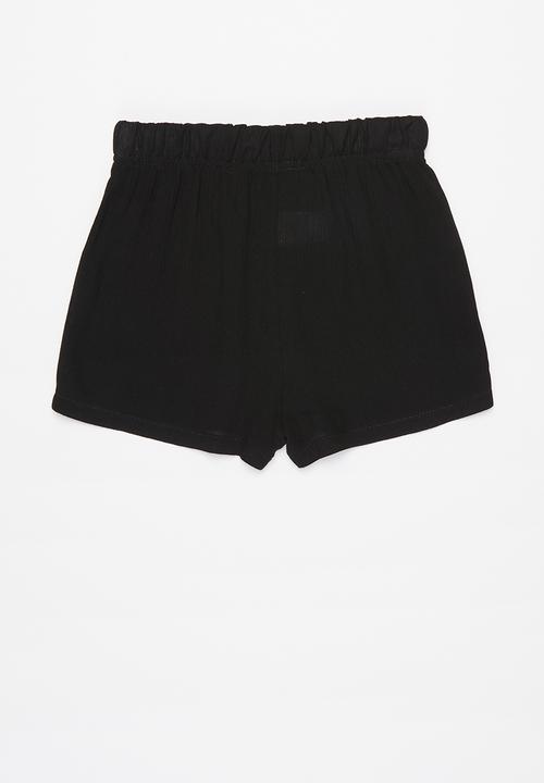 Pop Candy - Girls elasticated woven short - black