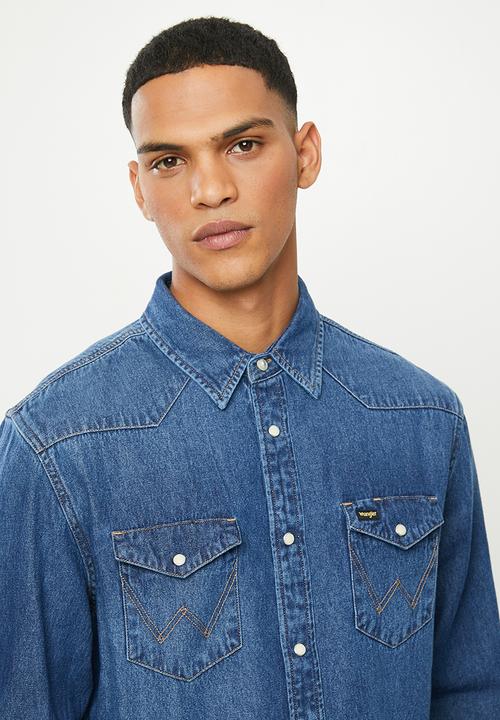 Wrangler - Denim regular fit  shirt - light blue