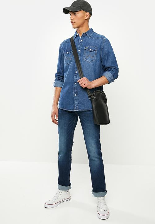 Wrangler - Denim regular fit  shirt - light blue