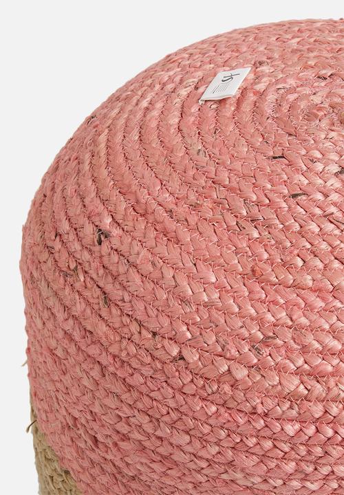 Sixth Floor - Jute colour block ottoman - pink