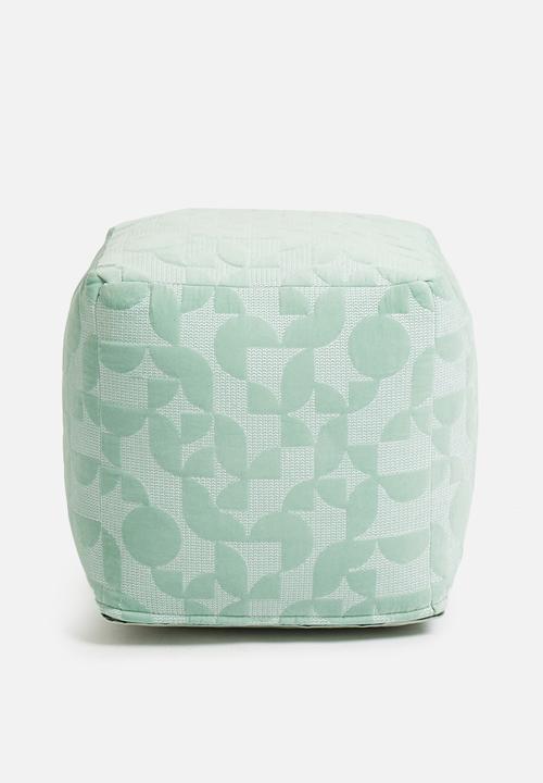 Geo block ottoman - seafoam