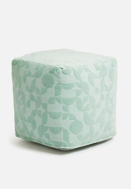Sixth Floor - Geo block ottoman - seafoam