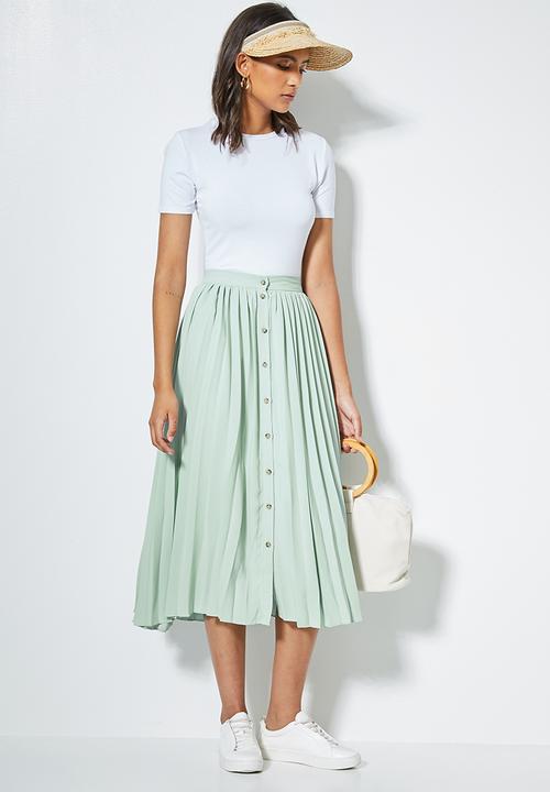 Superbalist - Button down pleated skirt - sage