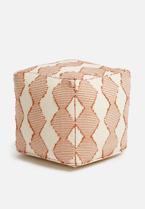 Sixth Floor - Diamond weave ottoman - cream & rust