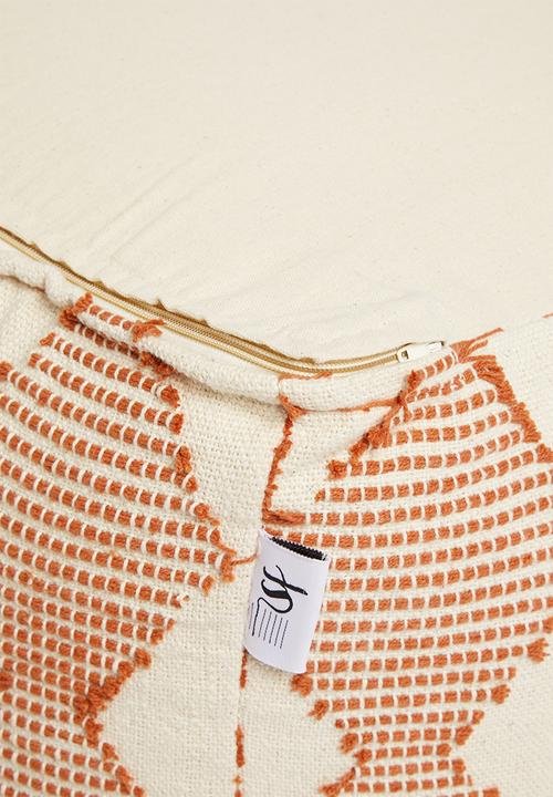 Sixth Floor - Diamond weave ottoman - cream & rust