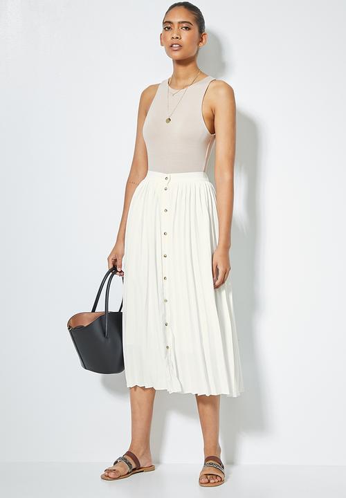 Superbalist - Button down pleated skirt - milk