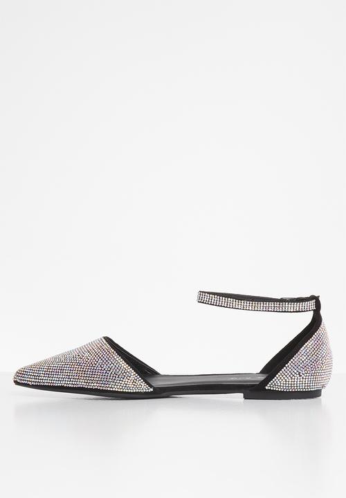SISSY BOY - Bling it on diamante pump with ankle strap - black