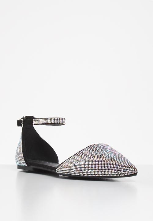SISSY BOY - Bling it on diamante pump with ankle strap - black