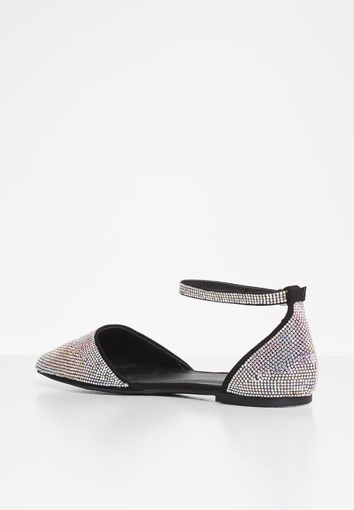 SISSY BOY - Bling it on diamante pump with ankle strap - black