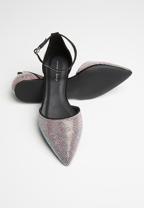 SISSY BOY - Bling it on diamante pump with ankle strap - black
