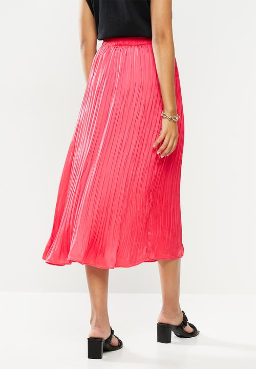 VELVET - Crush pleated midi skirt - pink
