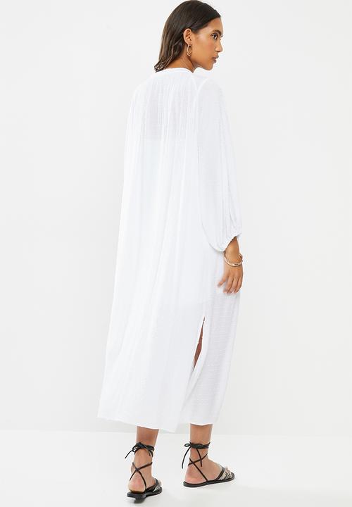 VELVET - Dobby kaftan midi dress - white