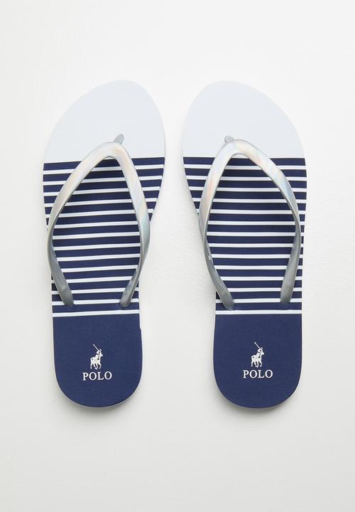 POLO - Audrey metallic stripe flip flop - silver & blue 