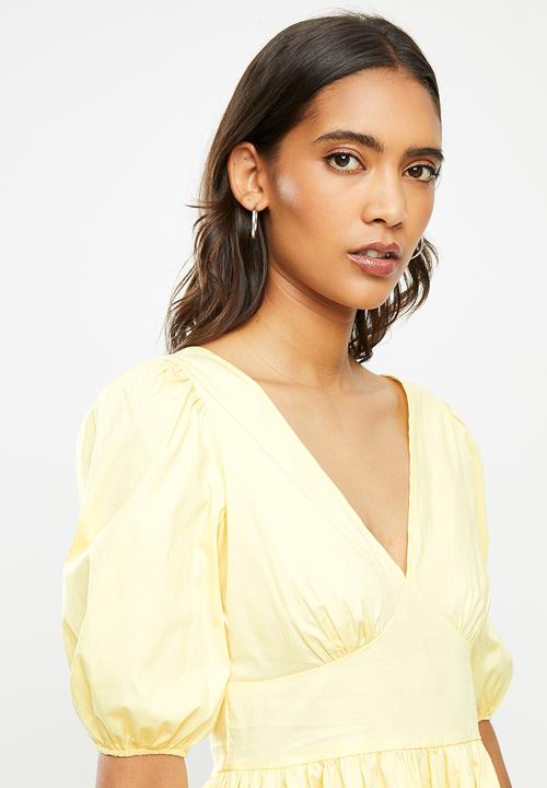 Blake - Fit & flare v-neck mini dress - lemon