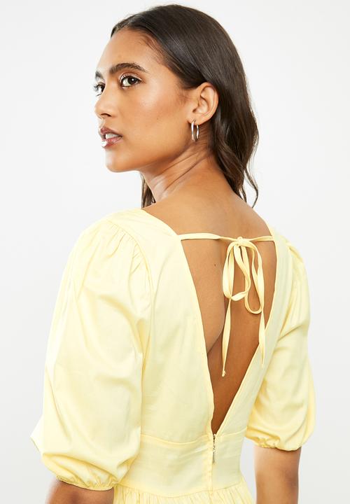 Blake - Fit & flare v-neck mini dress - lemon