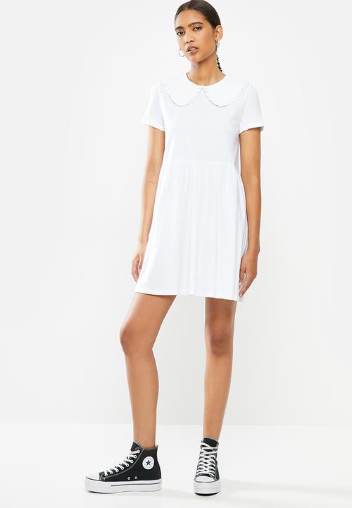 Blake - Peterpan collar babydoll mini dress - white